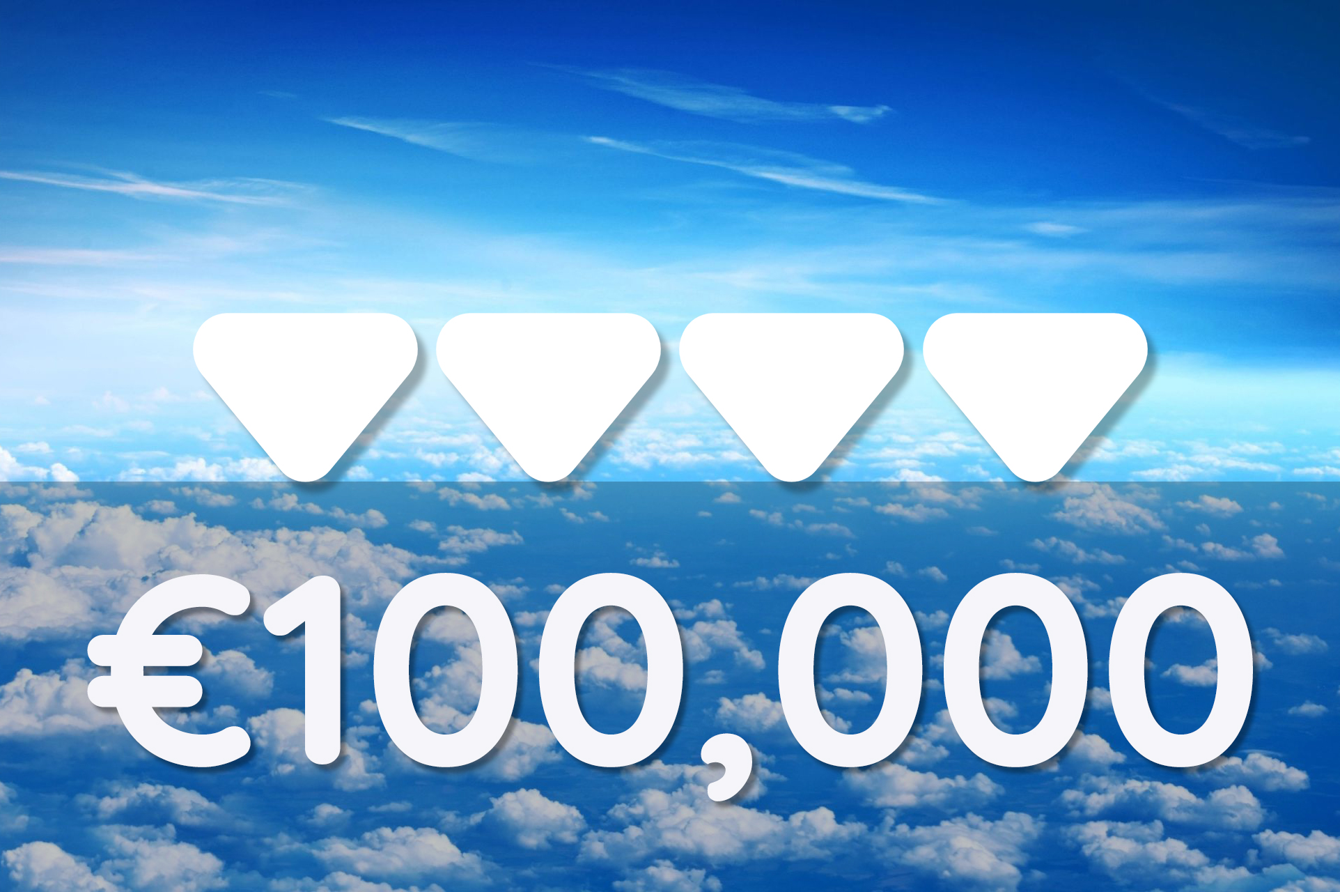 Blue sky background with arrow pointing downwards